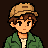Dev, in a tan cap and green jacket